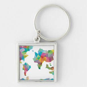 Llavero Mapa del mundo hecho de formas geométricas