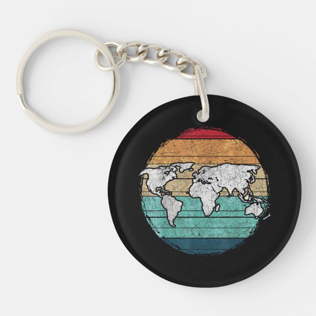 Llavero Mapa del mundo retro (Frente)