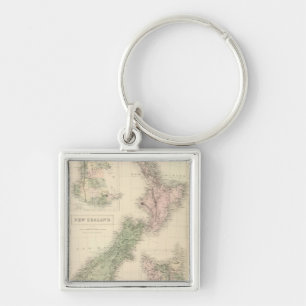 Llavero Mapa del vintage de Nueva Zelanda (1854)