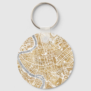 Llavero Mapa dorado de la ciudad de Roma