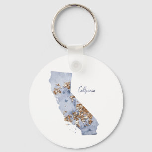 Llavero Mapa Estatal Blue & Gold California