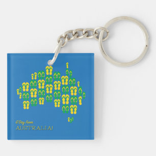 Llavero Mapa hecho de thongs australianos