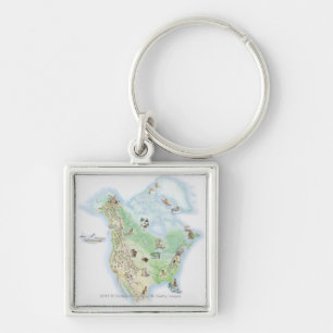 Llavero Mapa ilustrado de Norteamérica