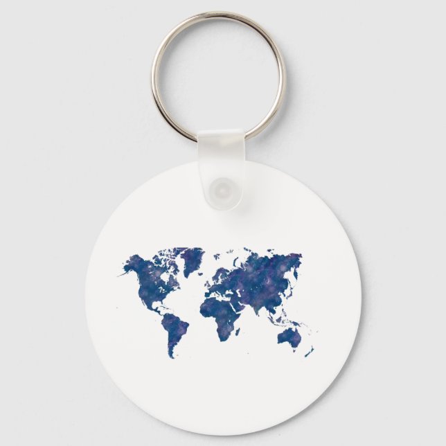 Llavero Mapa mundial de acuarela (Anverso)