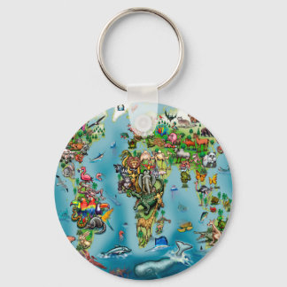 Llavero Mapa mundial de animales