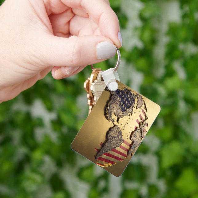 Llavero Mapa Oro de Estados Unidos #1 (Mano)