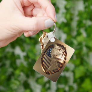 Llavero Mapa Oro de Estados Unidos #5