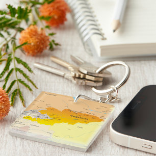 Llavero Mapa político de Kirguistán y Asia Central