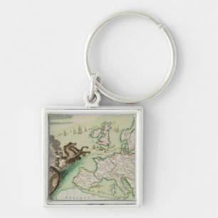 Llavero Mapa que ilustra el ataque naval contra Inglaterra