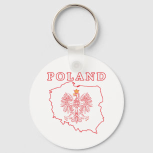 Llavero Mapa Rojo De Polonia Con Águila