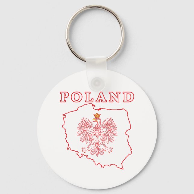 Llavero Mapa Rojo De Polonia Con Águila (Anverso)
