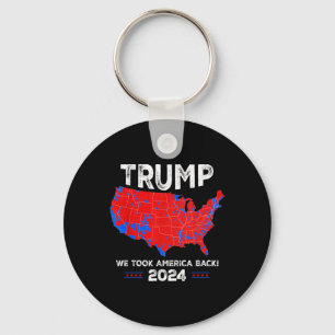 Llavero Mapa Rojo Y Azul Patriótico, Donald Trump, Ganamos