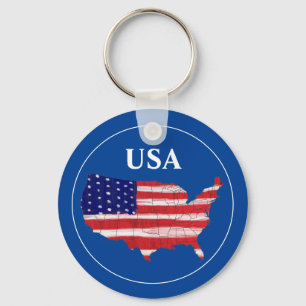 Llavero Mapa Y Bandera De Estados Unidos
