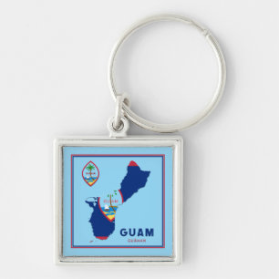 Llavero Mapa y sello de la bandera de Guam