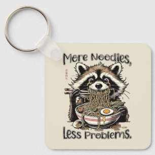 Llavero Mapache comiendo ramen con más fideos menos proble