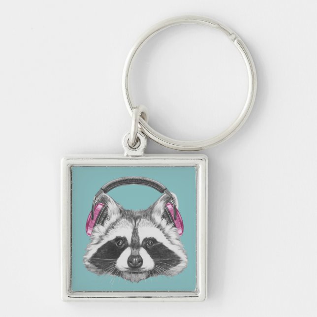 Llavero Mapache de los auriculares (Frente)