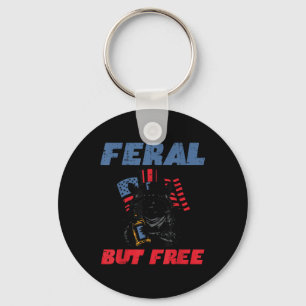 Llavero Mapache del 4 de julio Feral pero libre divertido 