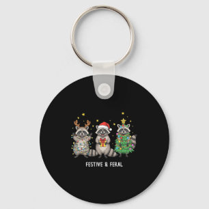 Llavero Mapache divertido de Navidad - Feral pero festivo