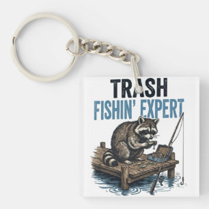 Llavero Mapache Experto en Pesca de Basura