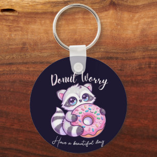 Llavero Mapache Kawaii Donut No Te Preocupes