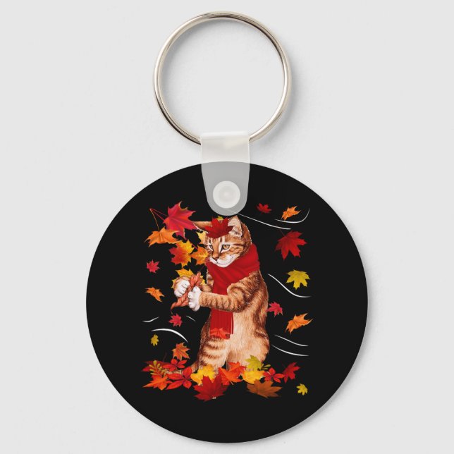 Llavero Maple Cat Otumt Maple Hello Fall Leaf Gift Women (Anverso)