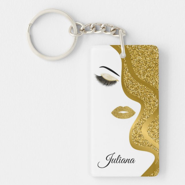 Llavero Maquillaje con efecto purpurina (Frente)