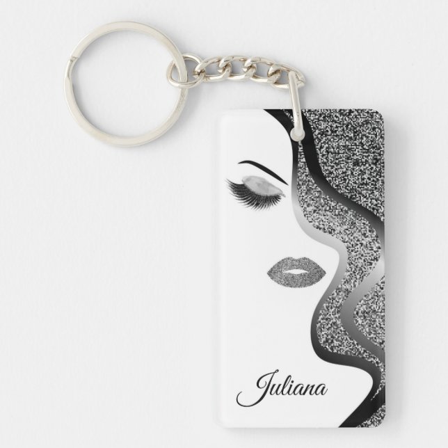 Llavero Maquillaje con efecto purpurina (Frente)