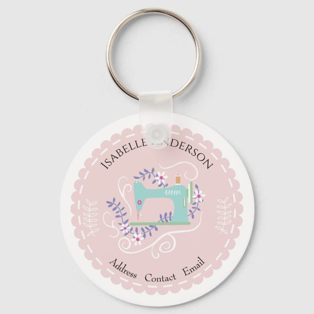 Llavero Máquina de coser de amor. Durazno (Anverso)