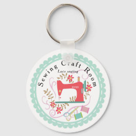 Llavero Máquina de coser de amor. Personalizado. Azul RNK.