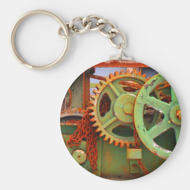 Llavero Maquinaria de fábrica antigua engranajes Ruedas Vi (Frente)