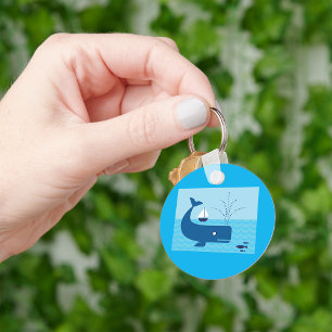 Llavero Mar Azul de ballena náutica y velero