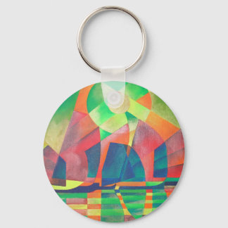 Llavero Mar de Verde con basura abstracta cubista