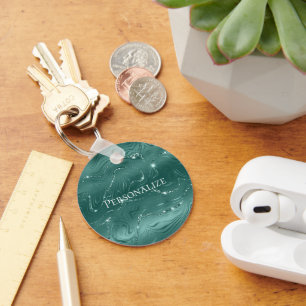 Llavero Marble Glitzy verde esmeralda personalizado