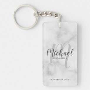 Llavero Marble Modern Script Personalizado Groomsmen