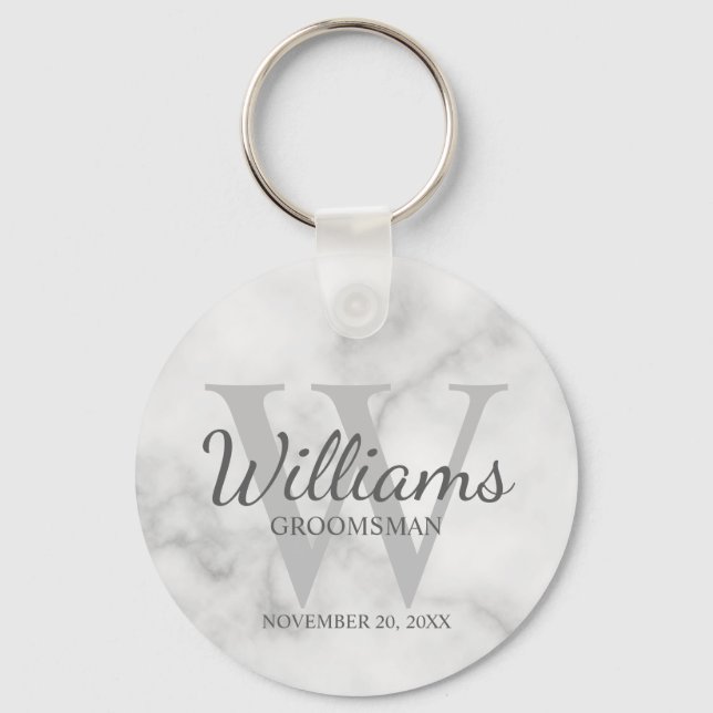 Llavero Marble Personalizado Script Groomsmen (Anverso)