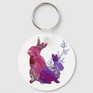 Llavero Marble Pink Purple Easter Spring Conejo
