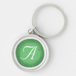 Llavero Marca de agua floral Jade Green Monogram Keychain