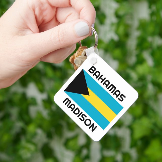 Llavero Marca de Bahamas de nombre personalizado (Mano)