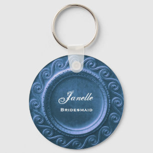 Llavero Marco azul B035 de Curlicue del favor de la boda