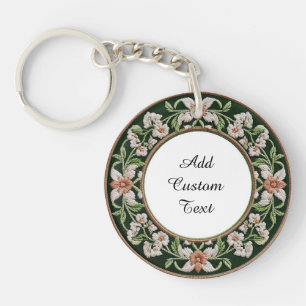Llavero Marco Circular Floral Bordado