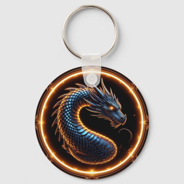 Llavero ✨ Marco de emblema de anillo de cresta de dragón d (Anverso)