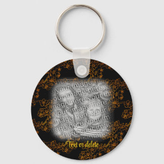 Llavero Marco de foto de arte floral dorado personalizado