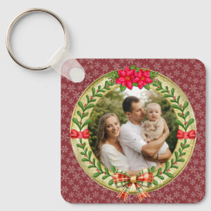 Llavero Marco de imagen personalizado y corona de Navidad