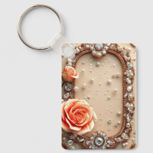 Llavero Marco de Oro Ornamentado con Rosas