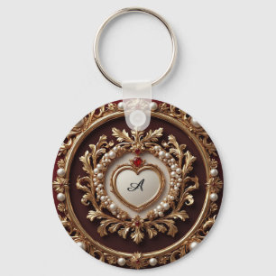 Llavero Marco Dorado Ornamentado Con Perlas