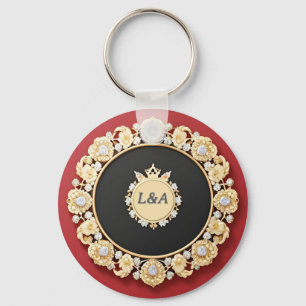 Llavero Marco elegante con decoración floral ornamentada