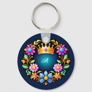 Llavero Marco Floral Corona Real