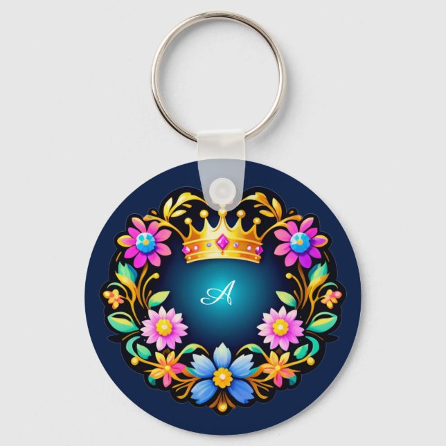 Llavero Marco Floral Corona Real (Anverso)