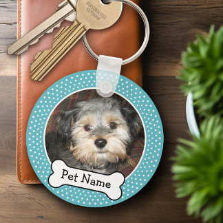 Llavero Marco fotográfico de Mascota de puntos de óseo y p