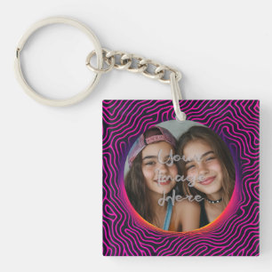 Llavero Marco fotográfico Neon Vaporwave Swirl Personaliza